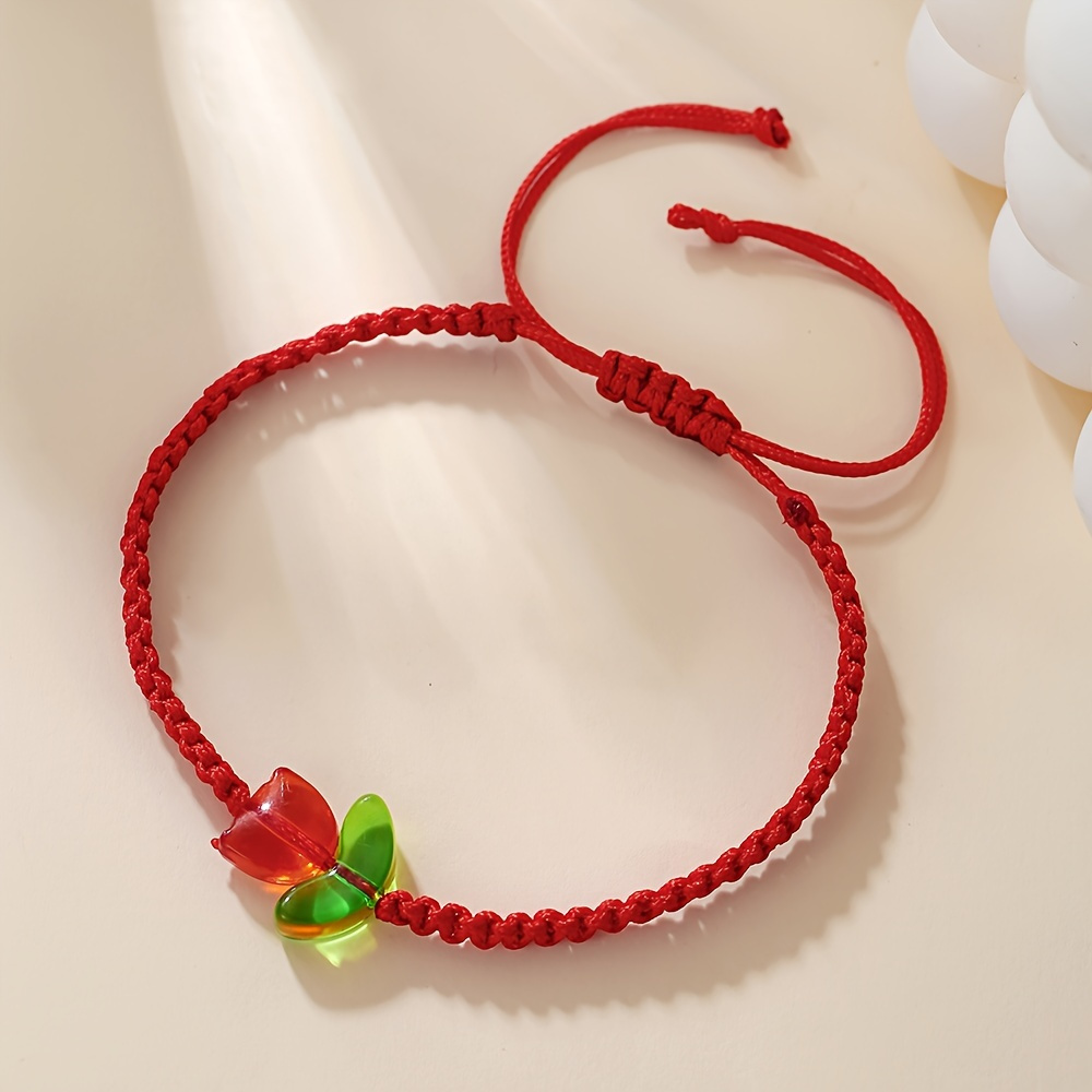Colorful Tulip Beaded Bracelet with Rope Charm